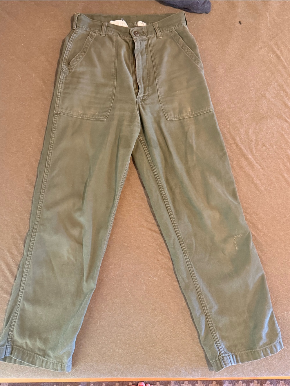 Vintage Olive Green military Straight-Leg Pants